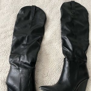 Black leather boots